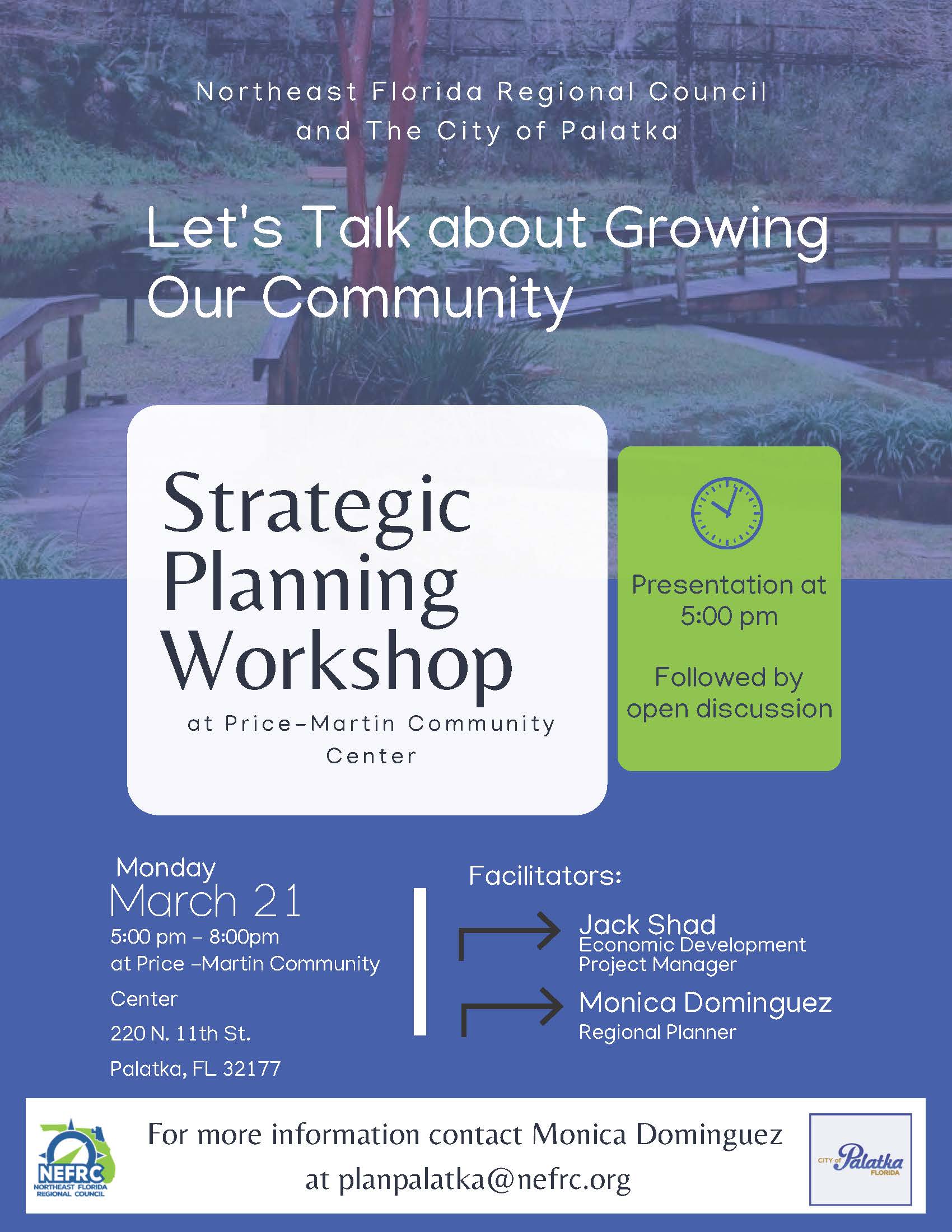 Strategic Planning Workshop March 21 at 5:00 PM at Price Martin Community Center