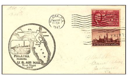 First Flight Airmail out of Palatka - 1947