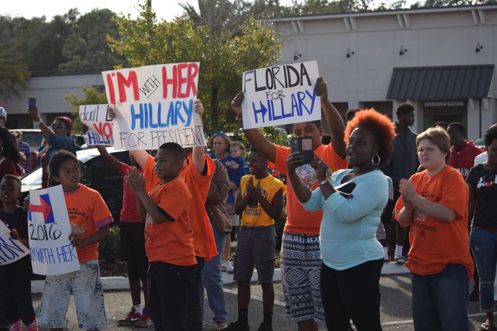 Signs, chants and more in support of Hillary in Palatka on Saturday.